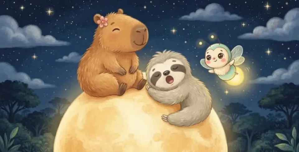 A Capi, o Moleza e a Lumi descansando em cima da lua cheia